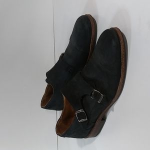 John Varvatos Sid Eva Monk dbl strap leather suede oxfords gray